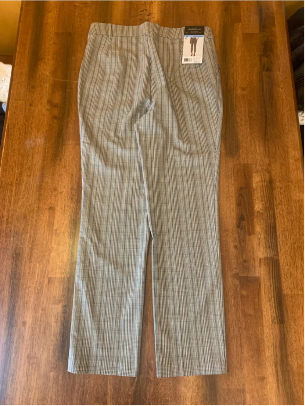 Rafaella NWT Stretch Trousers Size 10 Beige Black Plaid